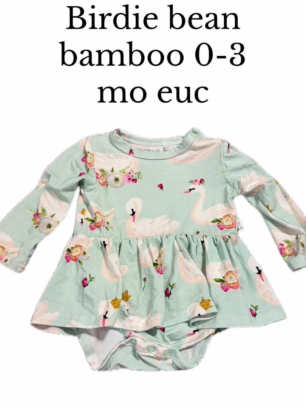 Birdie bean bamboo 0-3 month skirted swan romper